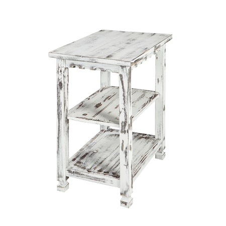 Alaterre Furniture Country Cottage 2 Shelf End Table, White Antique Finish ACCA02WA